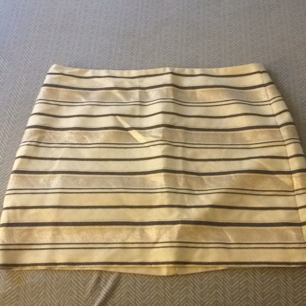 Super cute gold and navy striped J.Crew mini skirt